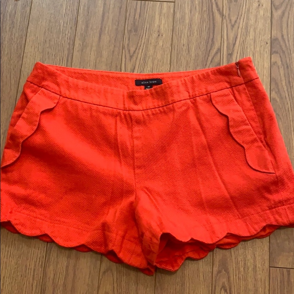 Red Scalloped shorts